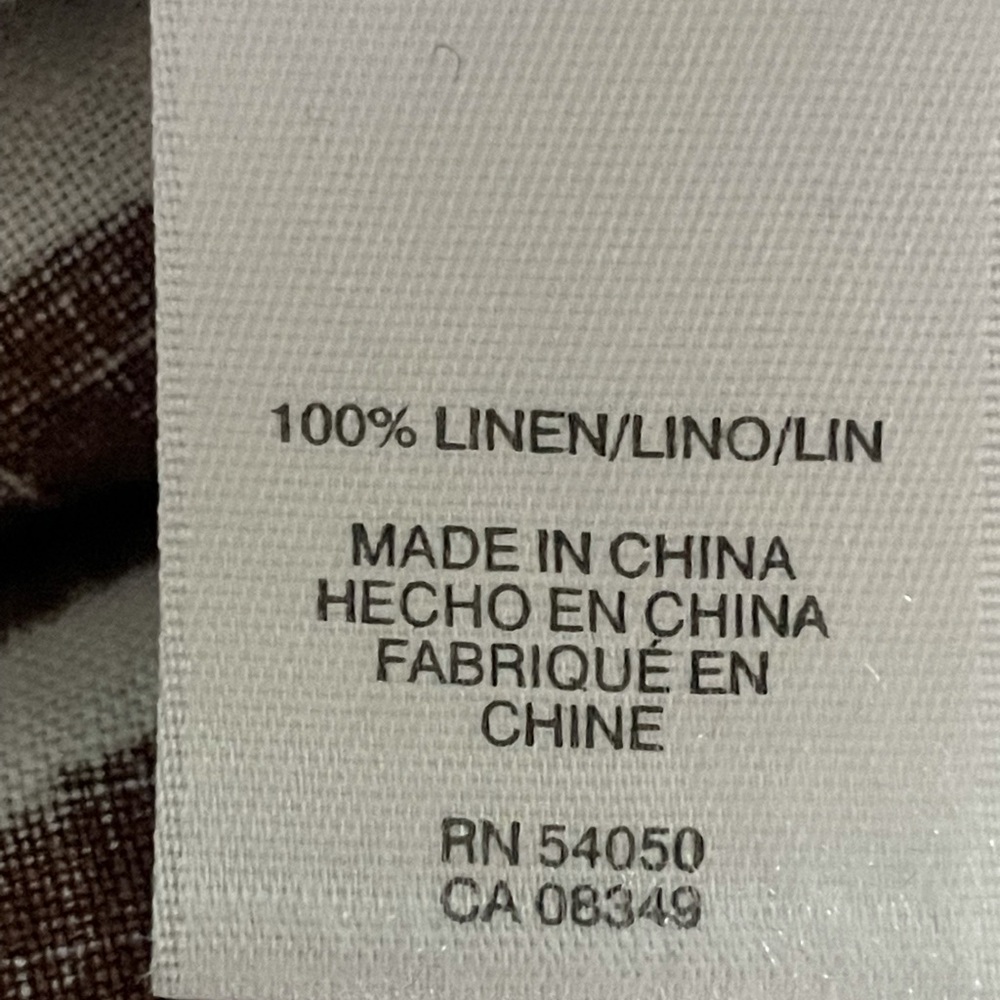 Jones New York 100% Linen Jacket Chocolate Brown & White Leaf Print Size S - Picture 6 of 8